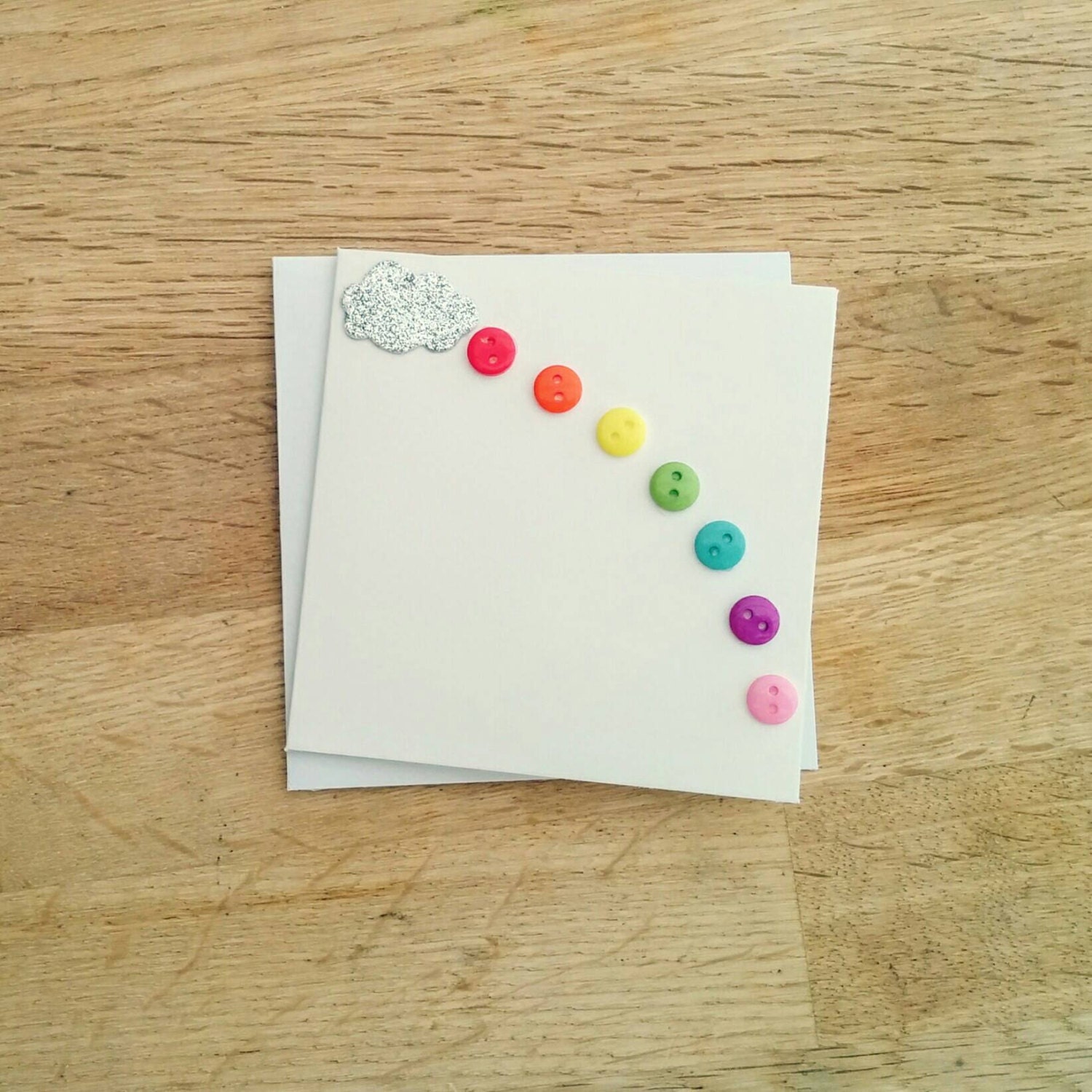 Handmade Rainbow Button Card – Glitter Cloud, Personalized - Etsy UK