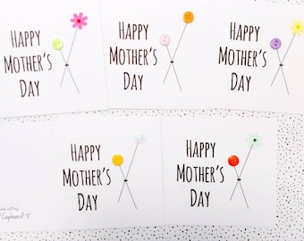 Pack of 5 cute handmade "Happy Mother's Day" cards