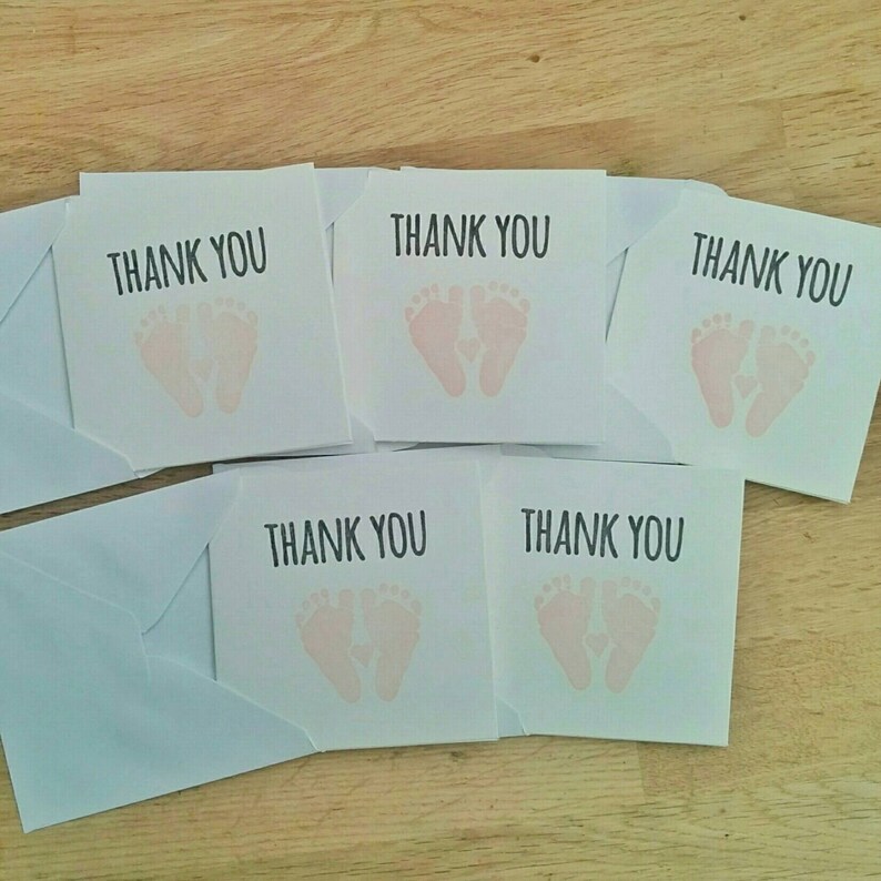 Pack of 5 cute handmade thank you cards for new baby gifts