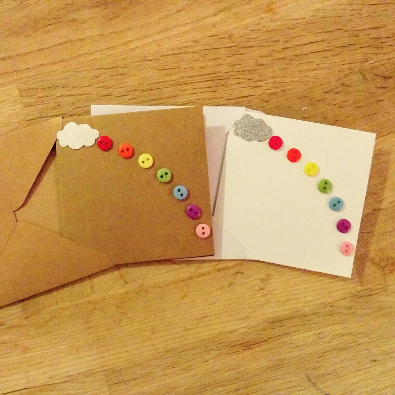 Handmade Rainbow Button Card – Glitter Cloud, Personalized - Etsy UK