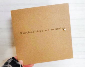 Handmade "Sometimes there are no words" card with wooden heart