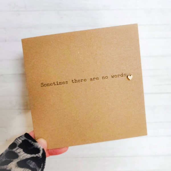 Handmade "Sometimes there are no words" card with wooden heart