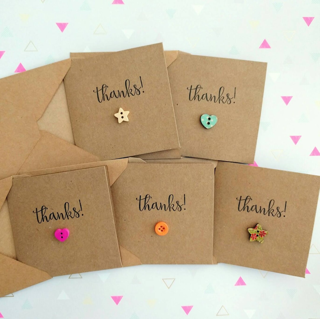 Pack of 5 Cute Handmade thanks Thank You Cards - Etsy