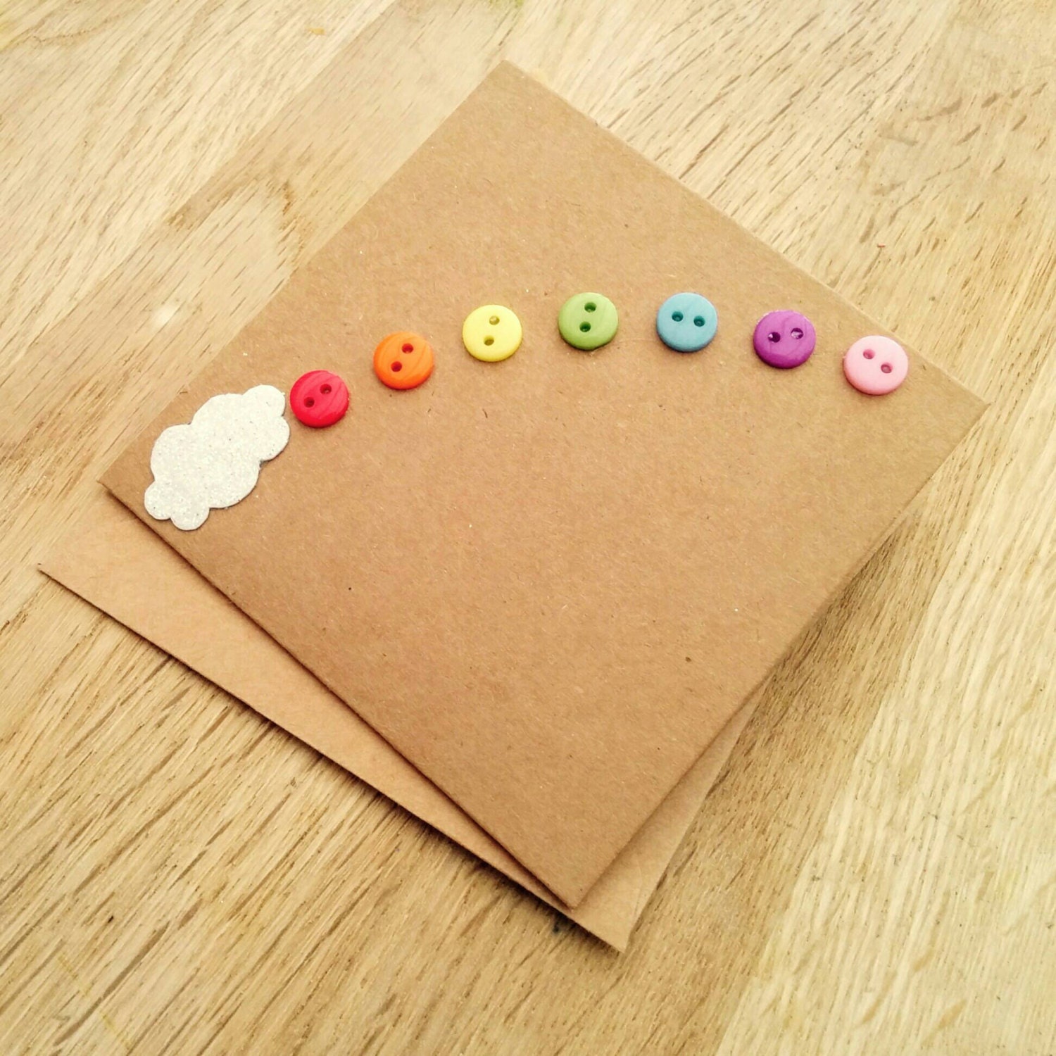 Handmade Rainbow Button Card – Glitter Cloud, Personalized - Etsy UK