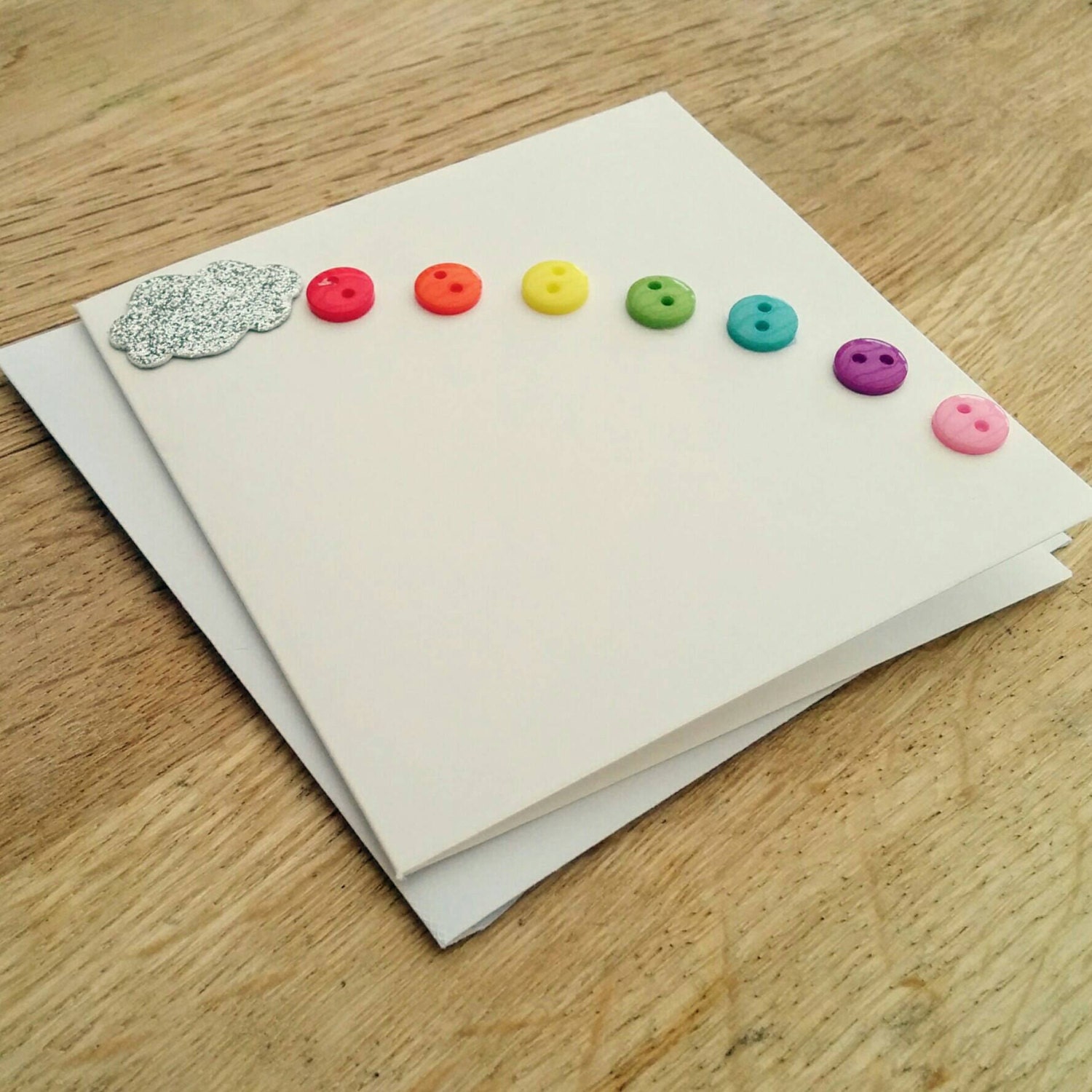 Handmade Rainbow Button Card – Glitter Cloud, Personalized - Etsy UK