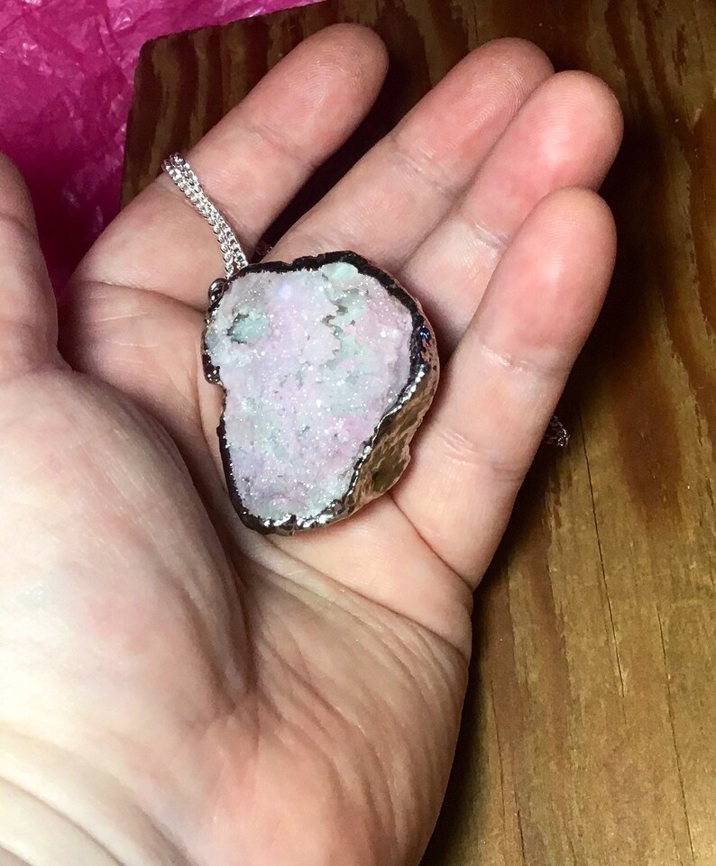 Stunning in person Real rose quartz silver leaf surrounded Etsy