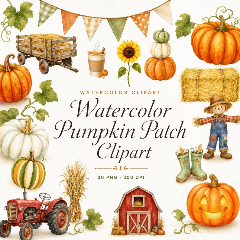 watercolor pumpkin patch clipart