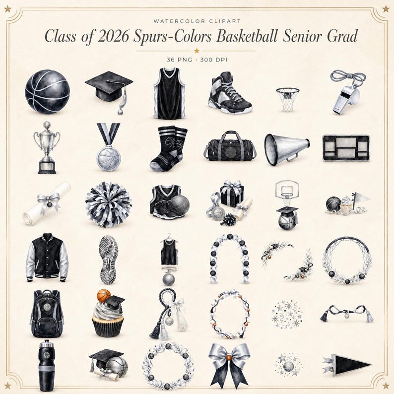 WonderfulPNG enhanced bundle grid preview page 1 of 1 — class-of-2026-spurs-colors-basketball-senior-grad