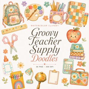 groovy teacher supply clipart