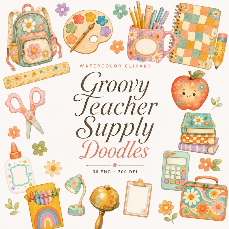 groovy teacher supply clipart