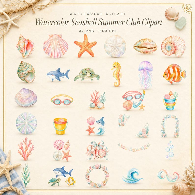 WonderfulPNG enhanced bundle grid preview page 1 of 1 — seashell-summer-club
