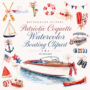 patriotic coquette watercolor boating clipart