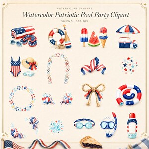 WonderfulPNG enhanced bundle grid preview page 2 of 3 — watercolor-patriotic-pool-party-chibi-clipart