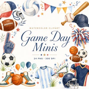 watercolor sports balls clipart bundle