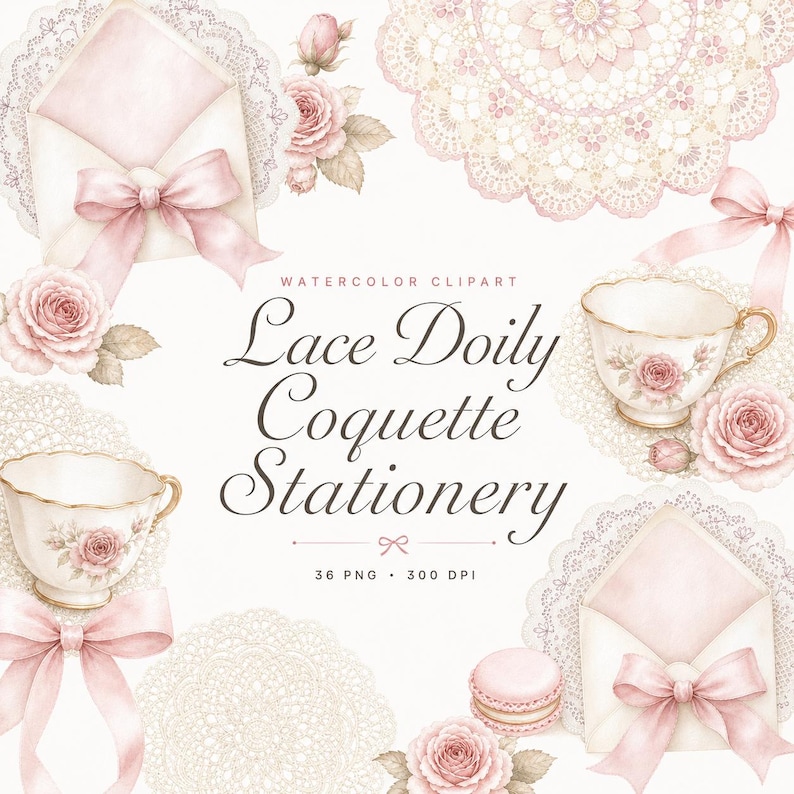 watercolor lace doily clipart