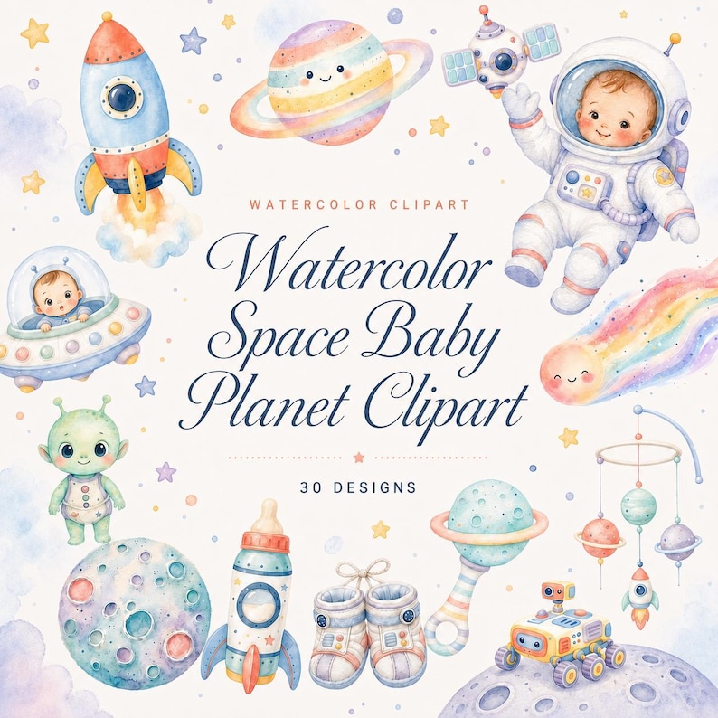 watercolor space baby clipart