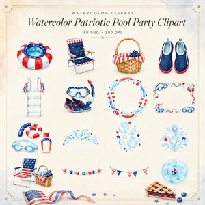 WonderfulPNG enhanced bundle grid preview page 3 of 3 — watercolor-patriotic-pool-party-chibi-clipart