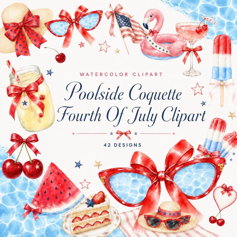 poolside coquette fourth of july clipart