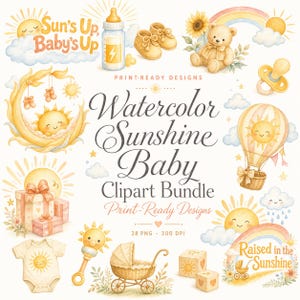 watercolor sunshine baby PNG design bundle