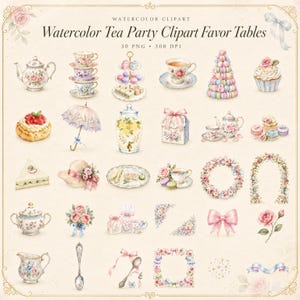 WonderfulPNG enhanced bundle grid preview page 1 of 1 — parisian-tea-party-favors-clipart