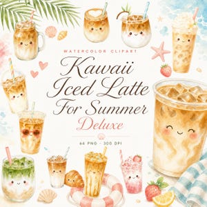 kawaii iced latte clipart