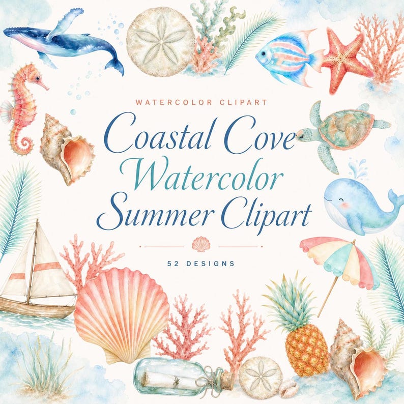 coastal watercolor clipart