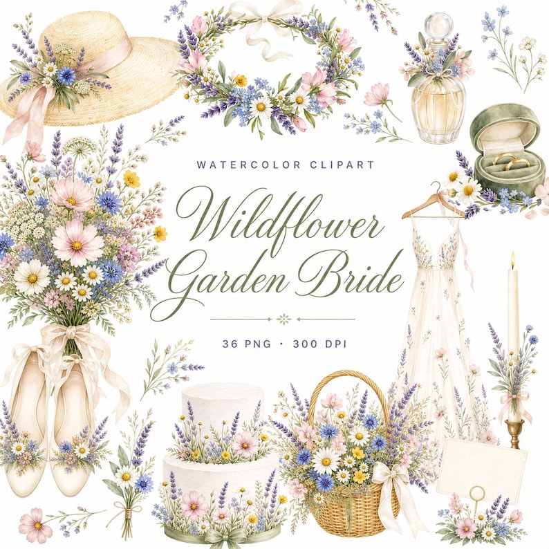 wildflower bride clipart