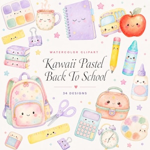 kawaii pastel back-to-school clipart