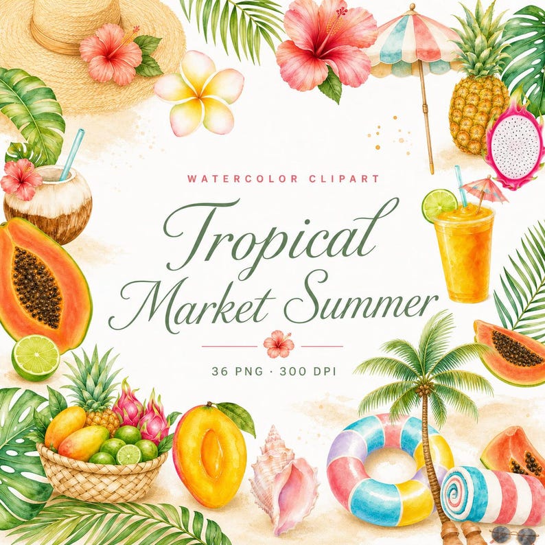 watercolor tropical clipart