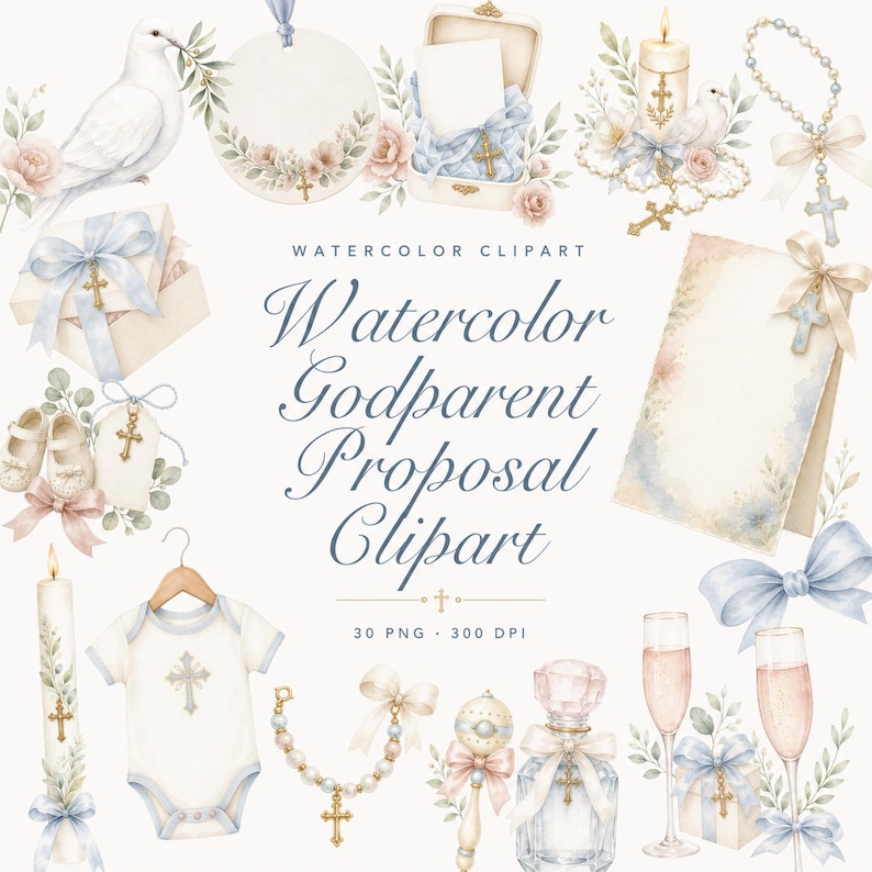 watercolor godparent proposal clipart