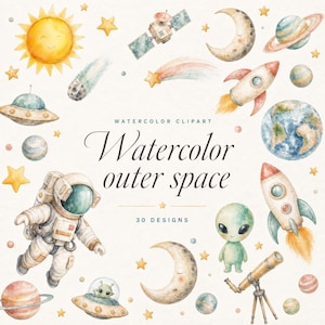 watercolor outer space clipart