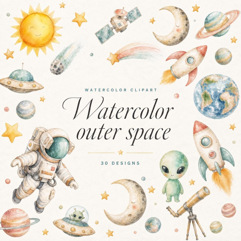 watercolor outer space clipart