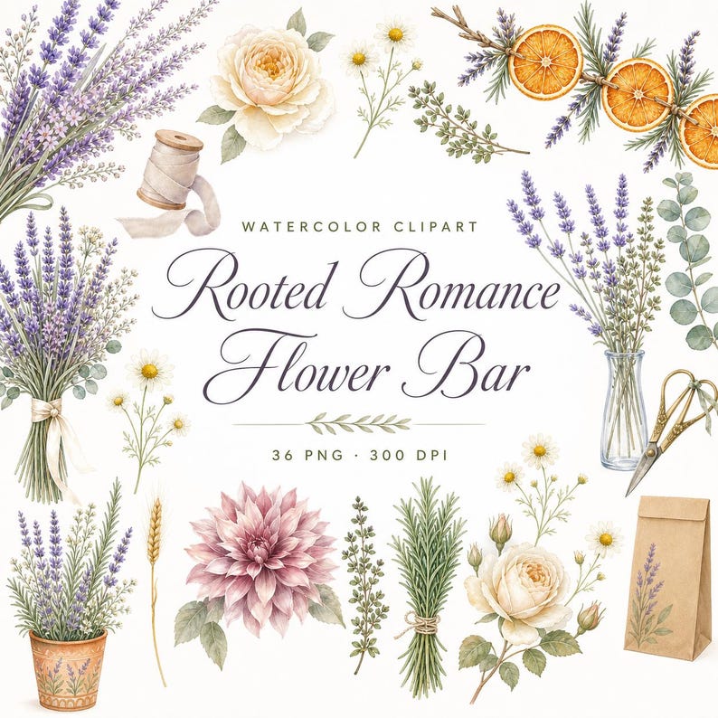 watercolor wedding flower bar clipart