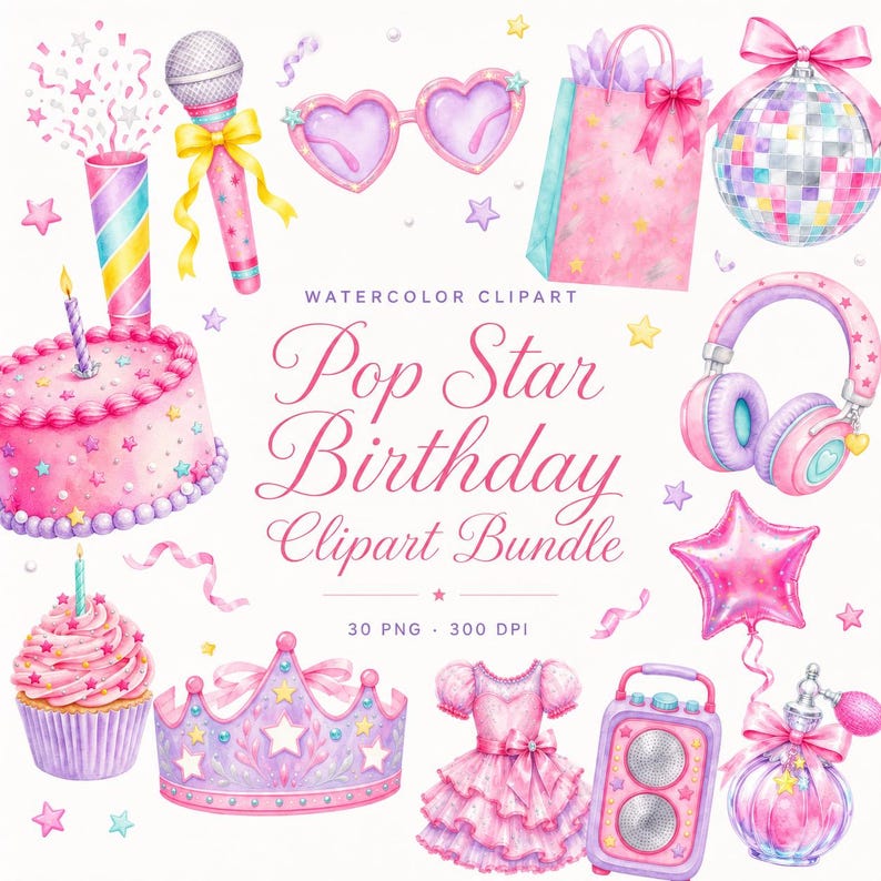 pop girl birthday party clipart