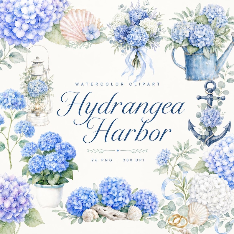 hydrangea watercolour wedding clipart