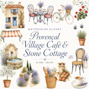 Provençal village café clipart