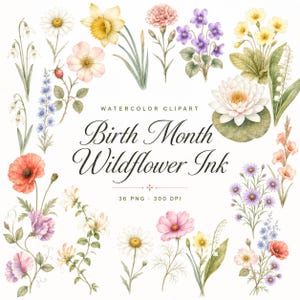 birth month wildflower clipart