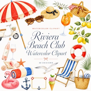 riviera beach club watercolor clipart