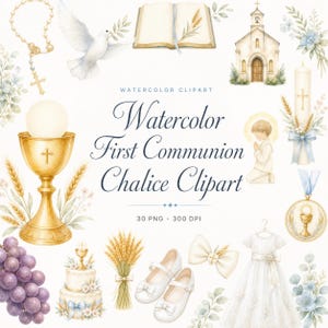 watercolor first communion clipart