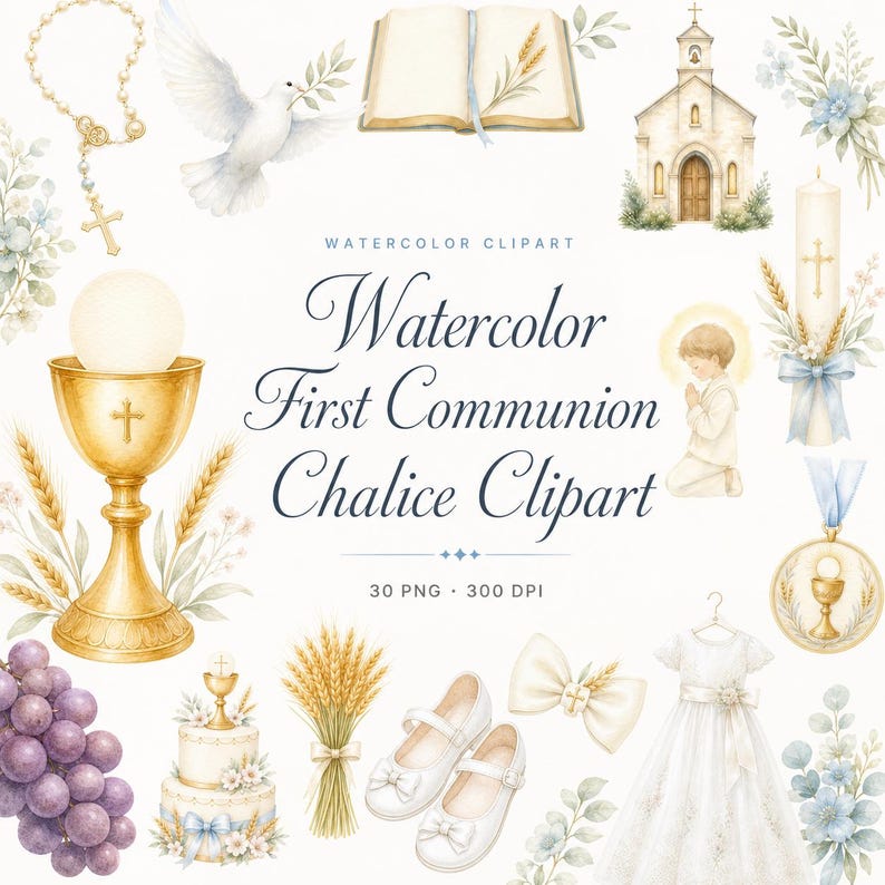 watercolor first communion clipart