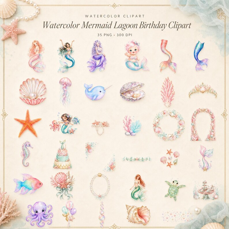 WonderfulPNG enhanced bundle grid preview page 1 of 1 — mermaid-lagoon-party