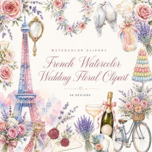 french watercolor wedding clipart
