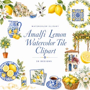amalfi lemon watercolor clipart