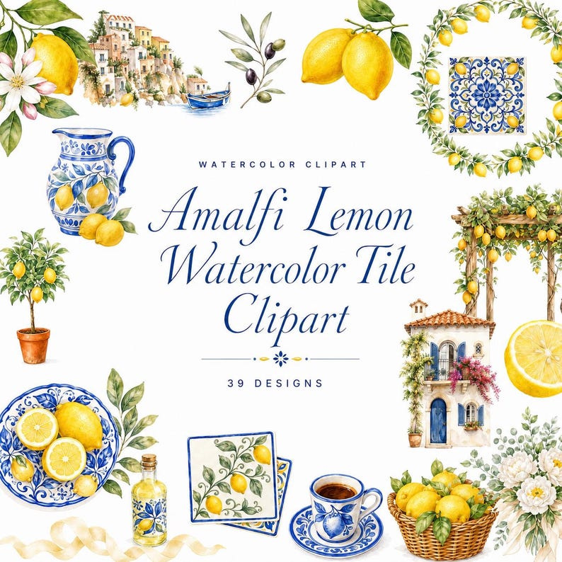 amalfi lemon watercolor clipart