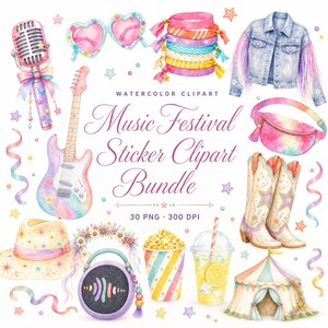 watercolor summer music festival clipart
