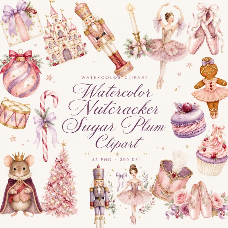watercolor nutcracker sugar plum clipart