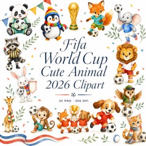 FIFA World Cup cute animal clipart