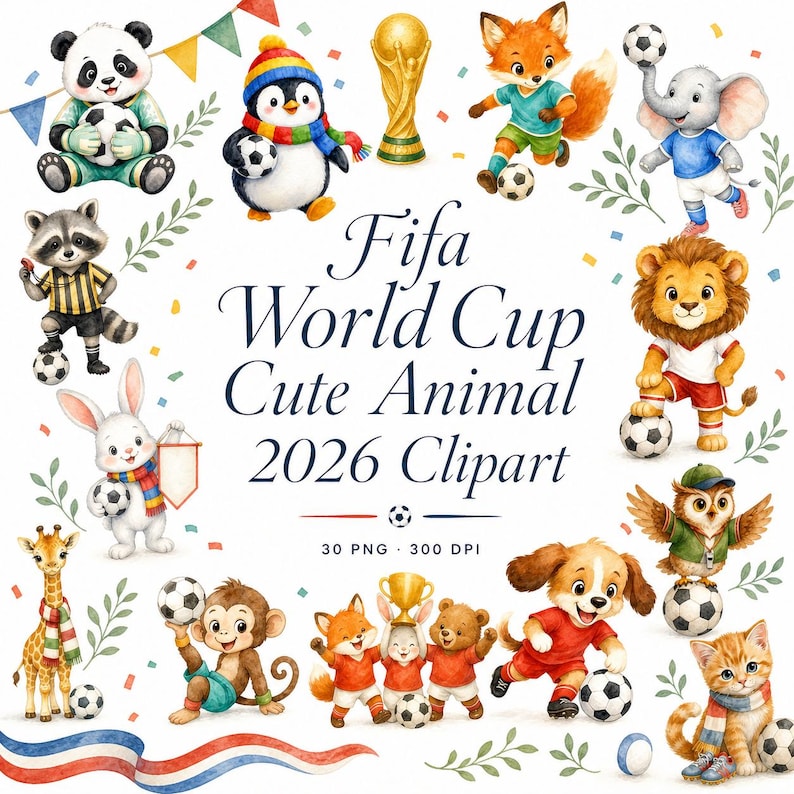 FIFA World Cup cute animal clipart
