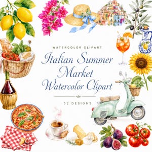 Italian Summer Market Watercolor Clipart