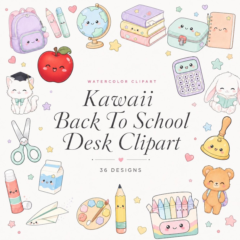 kawaii back to school clipart